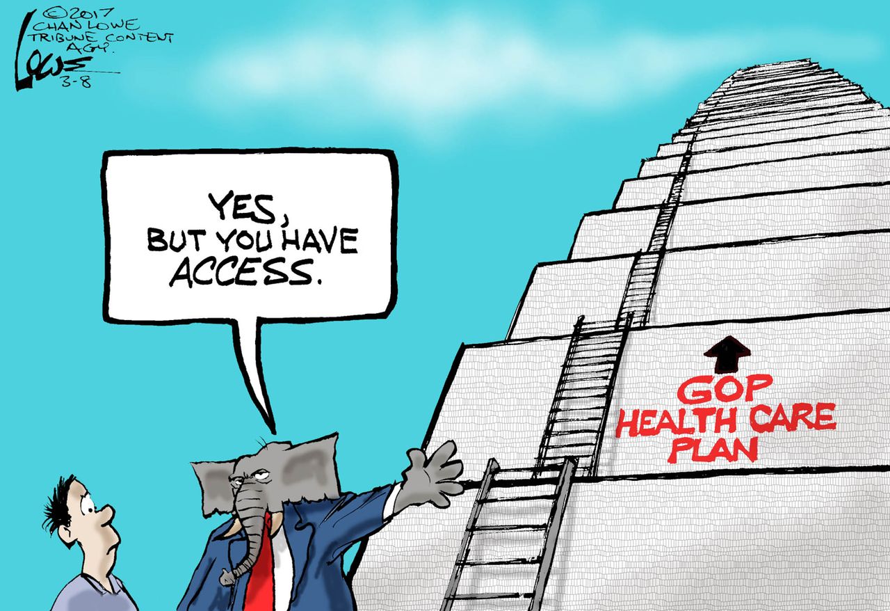 Political Cartoon U.S. GOP health care access Obamacare