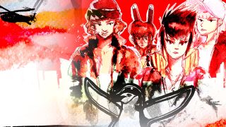 A gang of cool kids beneath a red sky