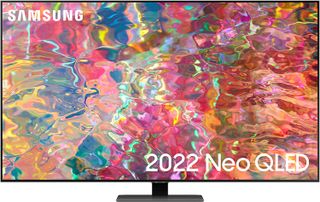 Samsung-Q80B-TV with colorful abstract image onscreen