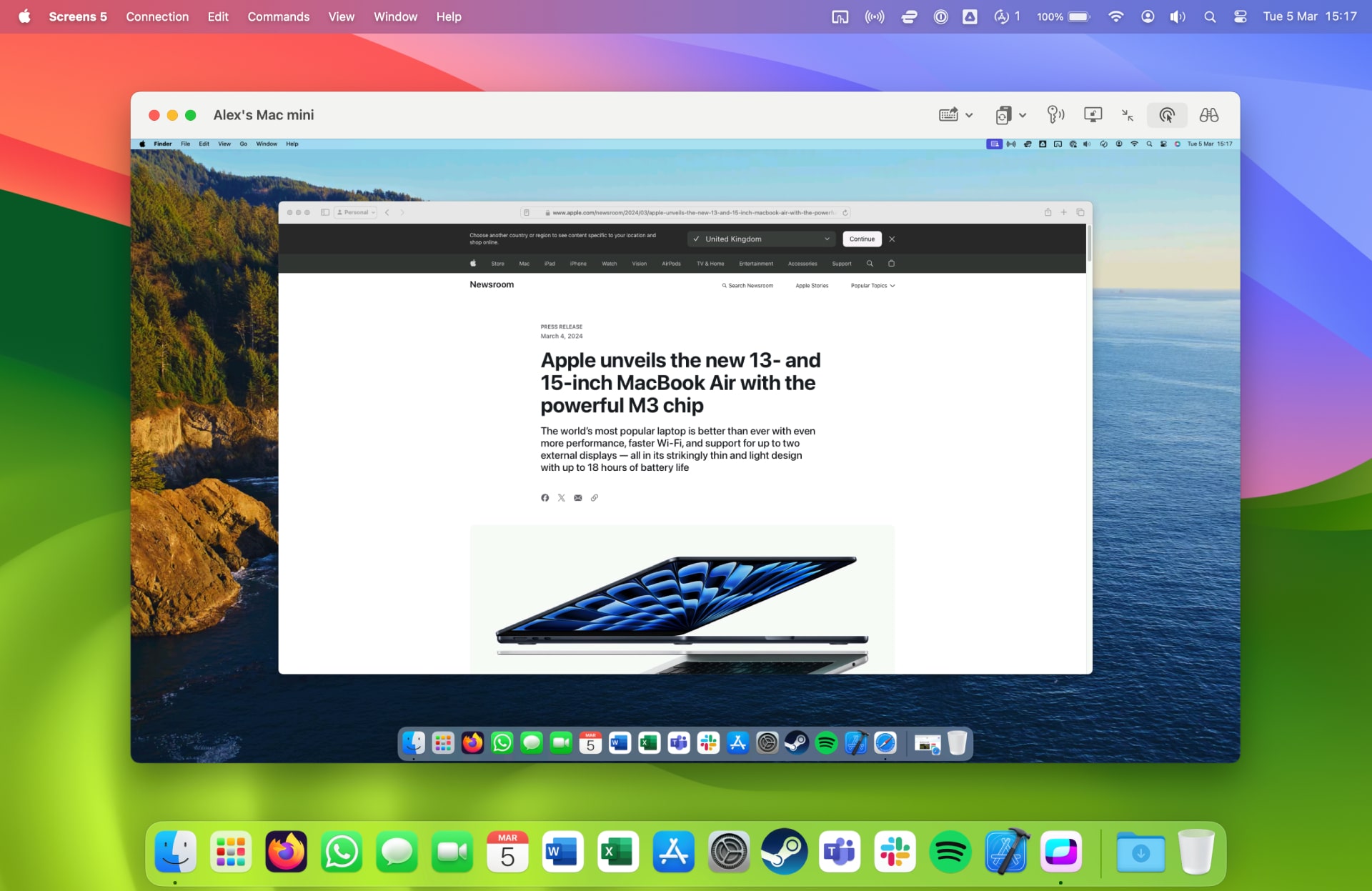 The Screens 5 app running on a Mac.