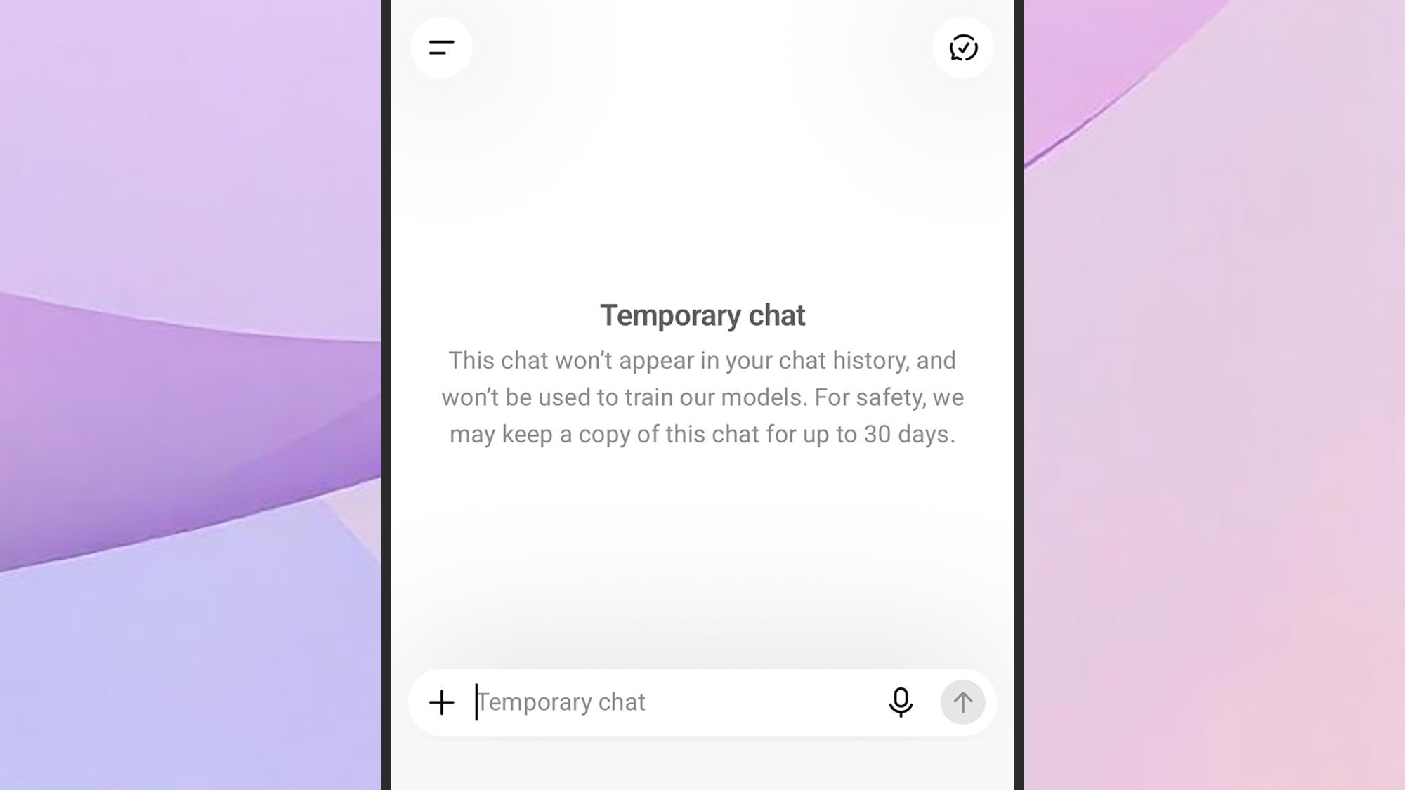 A temporary chat in ChatGPT