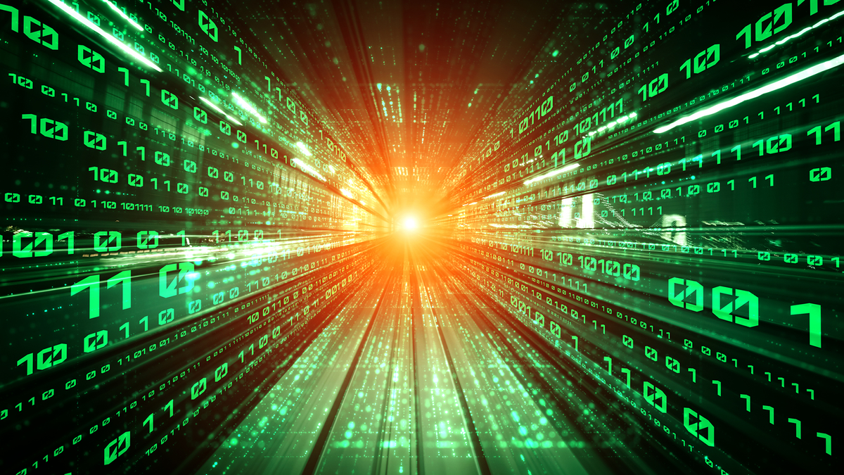 Internet data traveling inside a tunnel 