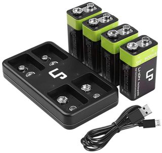 A 4 pack of 9v batteries and a charging bay 