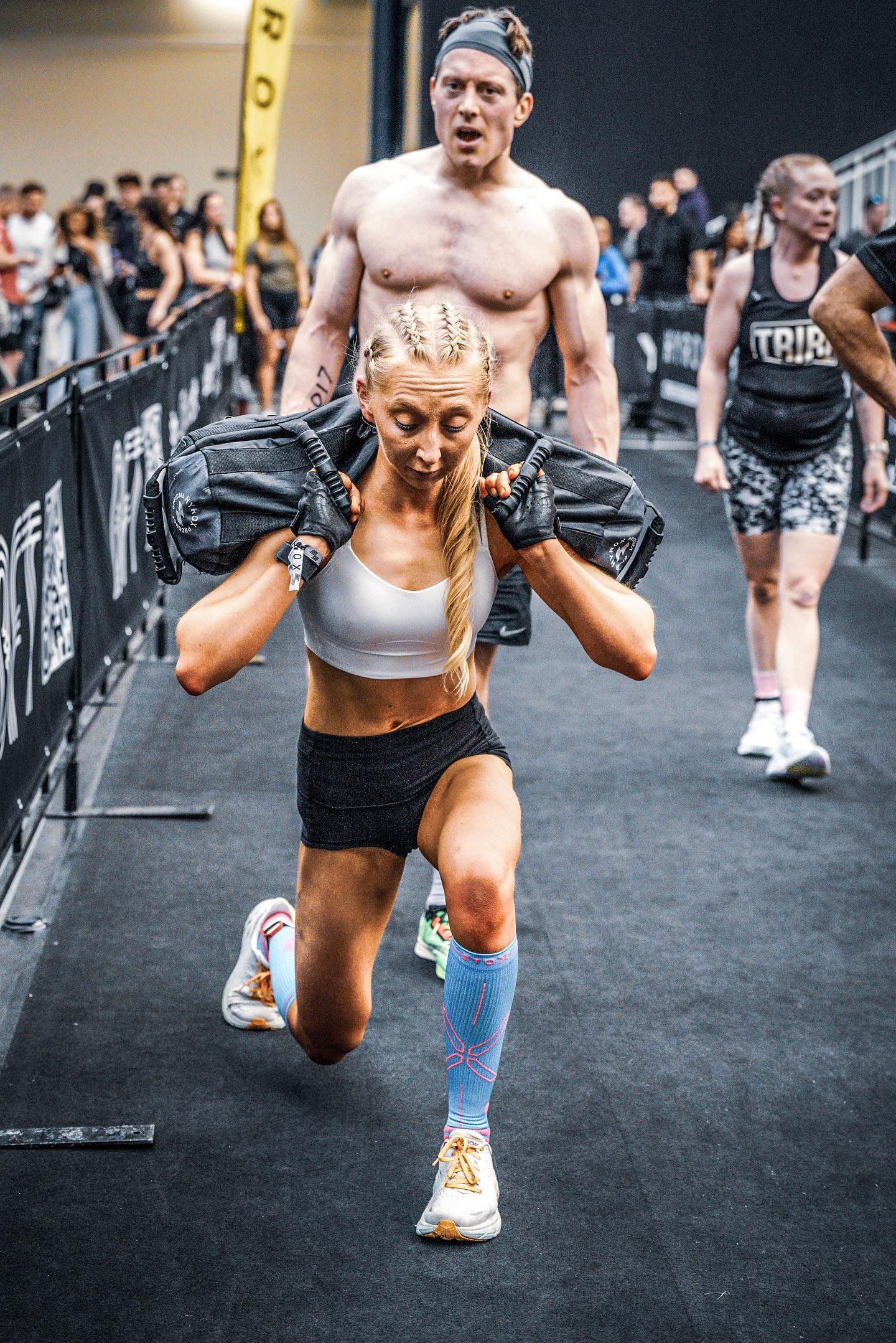 Hyrox workouts: Athlete Emma Pudge competing at Hyrox