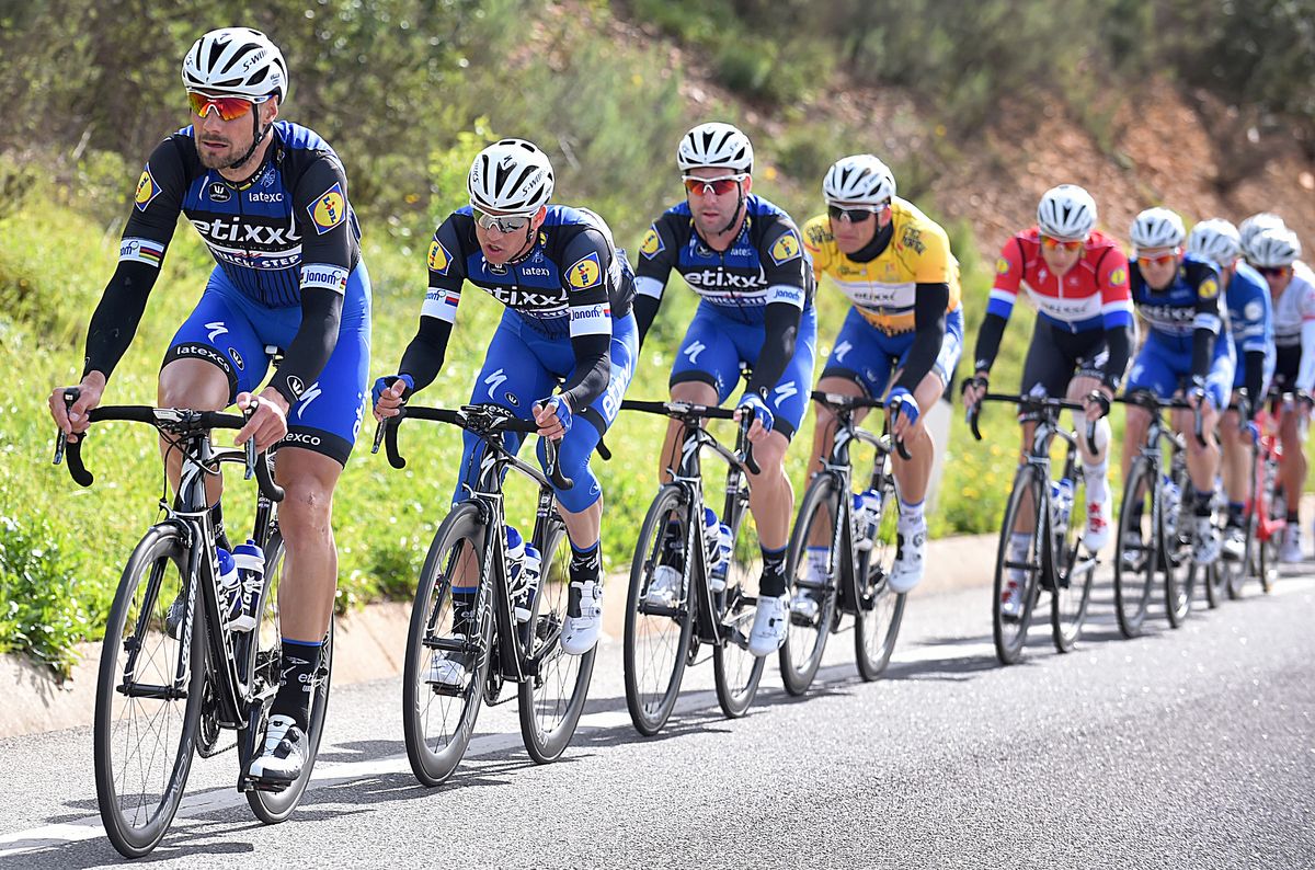 Tom Boonen leading the Etixx-Quick Step train