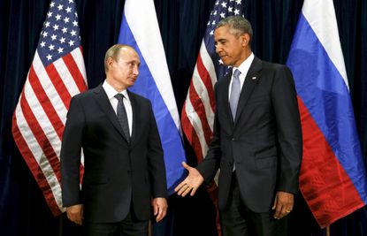 Presidents Putin and Obama meet.