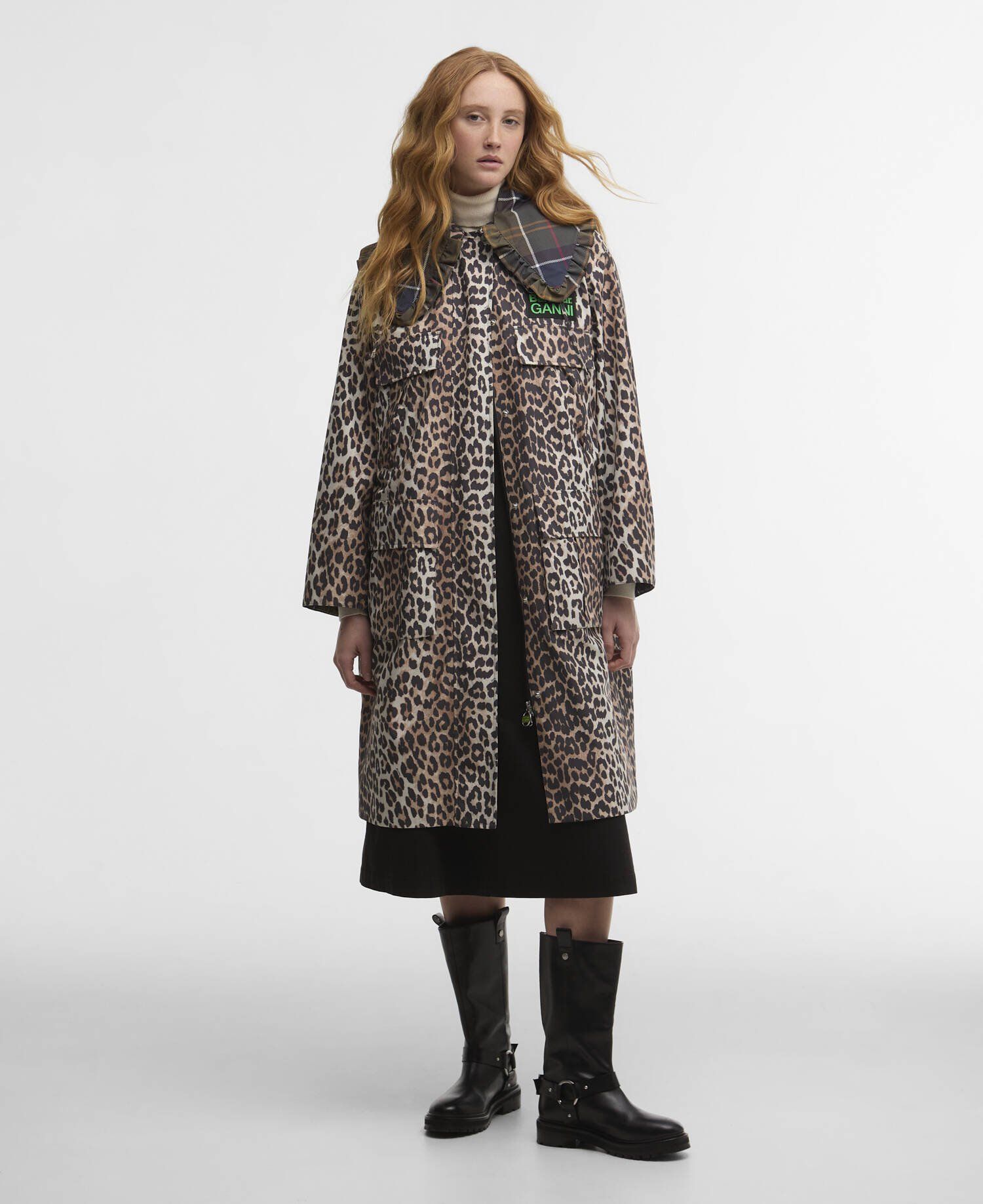 Barbour X Ganni Leopard Print Waterproof Parka Jacket