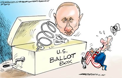 Editorial cartoon U.S. Ballot box Putin