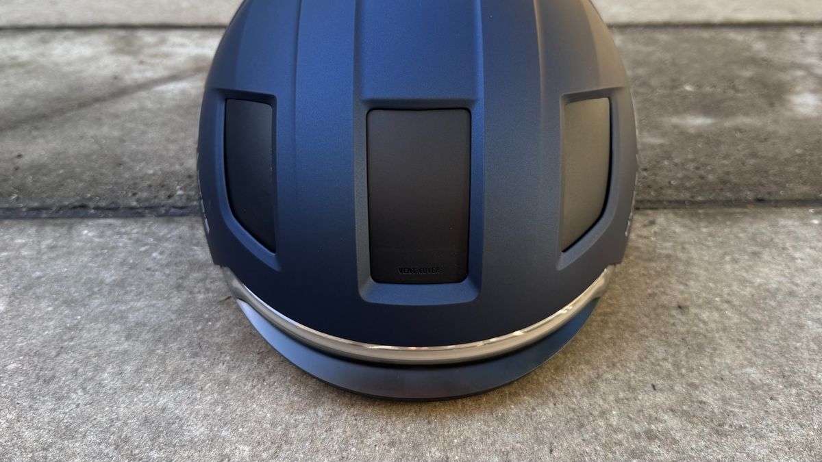 The Abus Hyp-E helmet with retractable vents closed