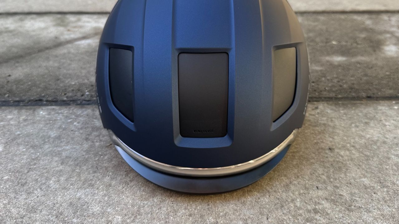 The Abus Hyp-E helmet with retractable vents closed
