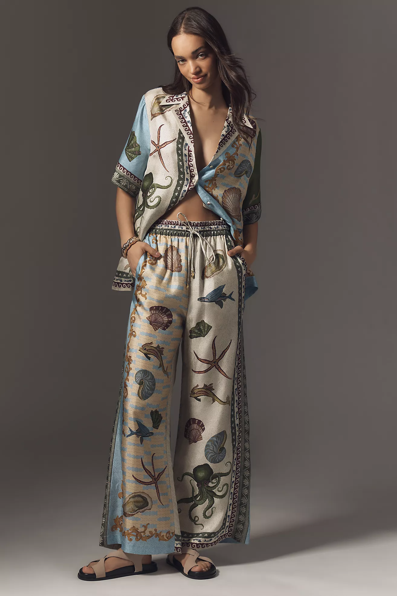 AlÉmais Bath House Wide-Leg Silk Pants
