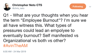 #AVintheAM on employee burnout