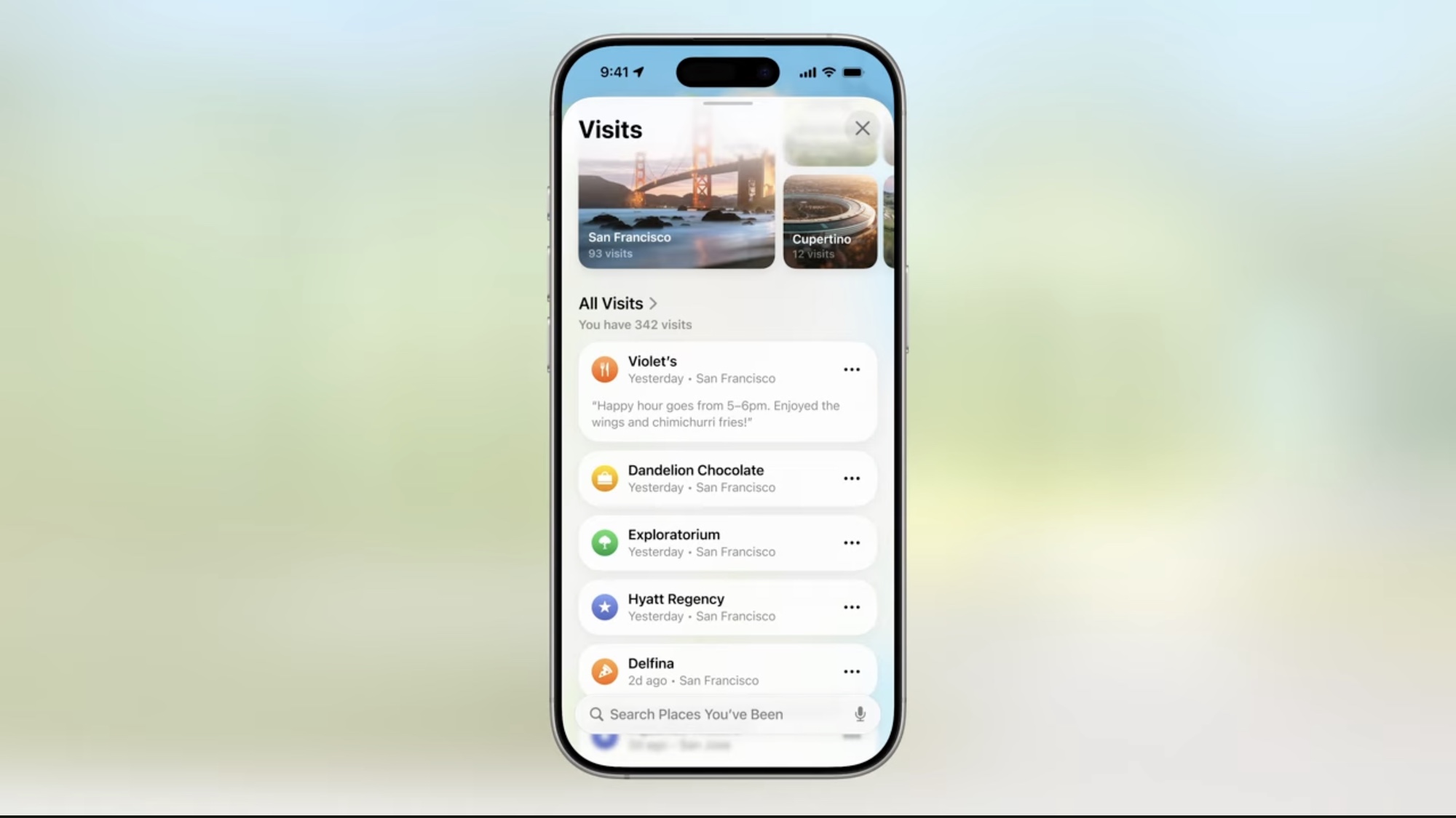 Visited Places in iOS 26 Maps