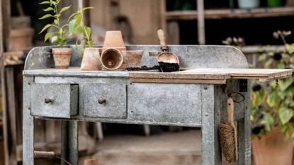 galvanised steel potting table