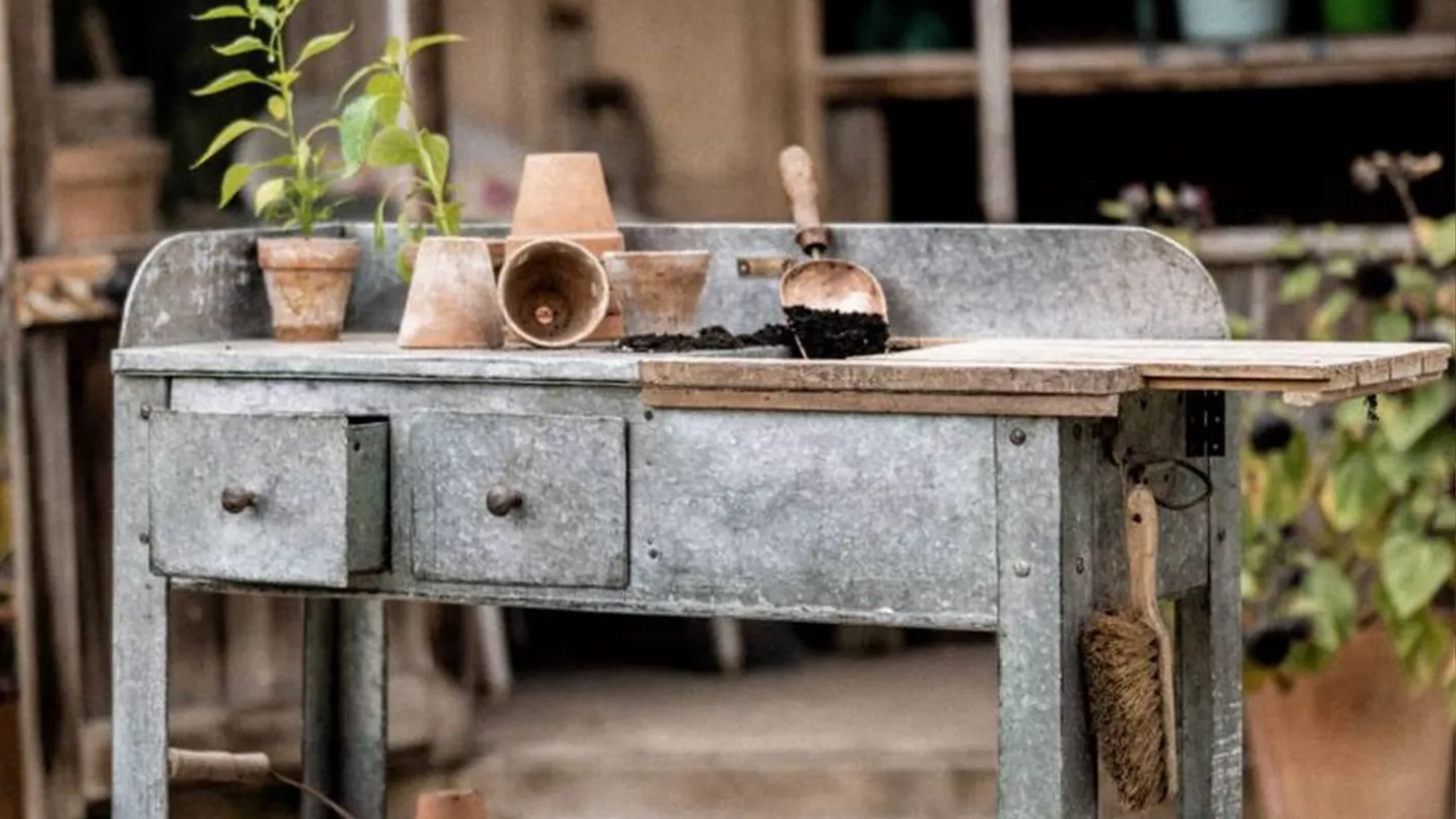 galvanised steel potting table