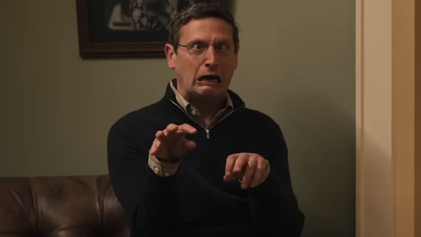 Tim Robinson makes a silly scary face in the trailer for The Chair Company.