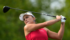 Lexi Thompson hits a driver off the tee