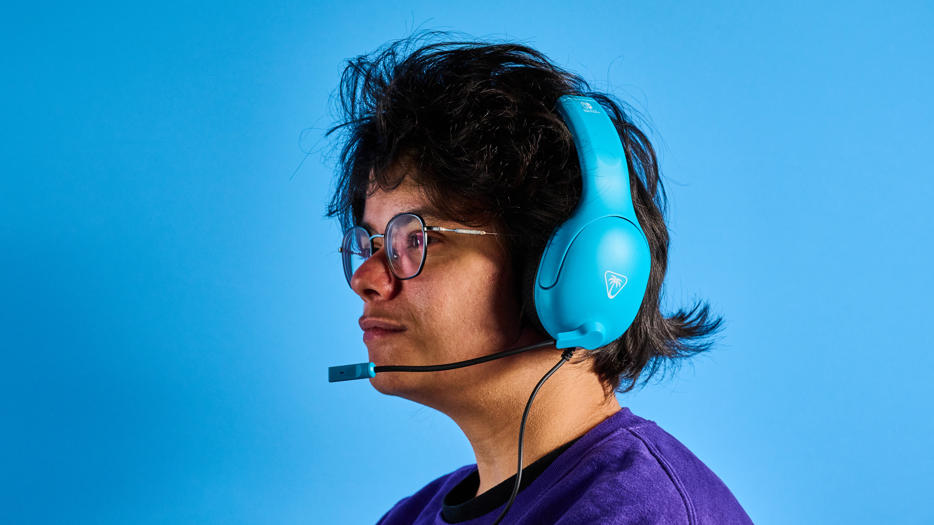 A blue and red Turtle Beach Airlite Fit wired gaming headset for the Nintendo Switch