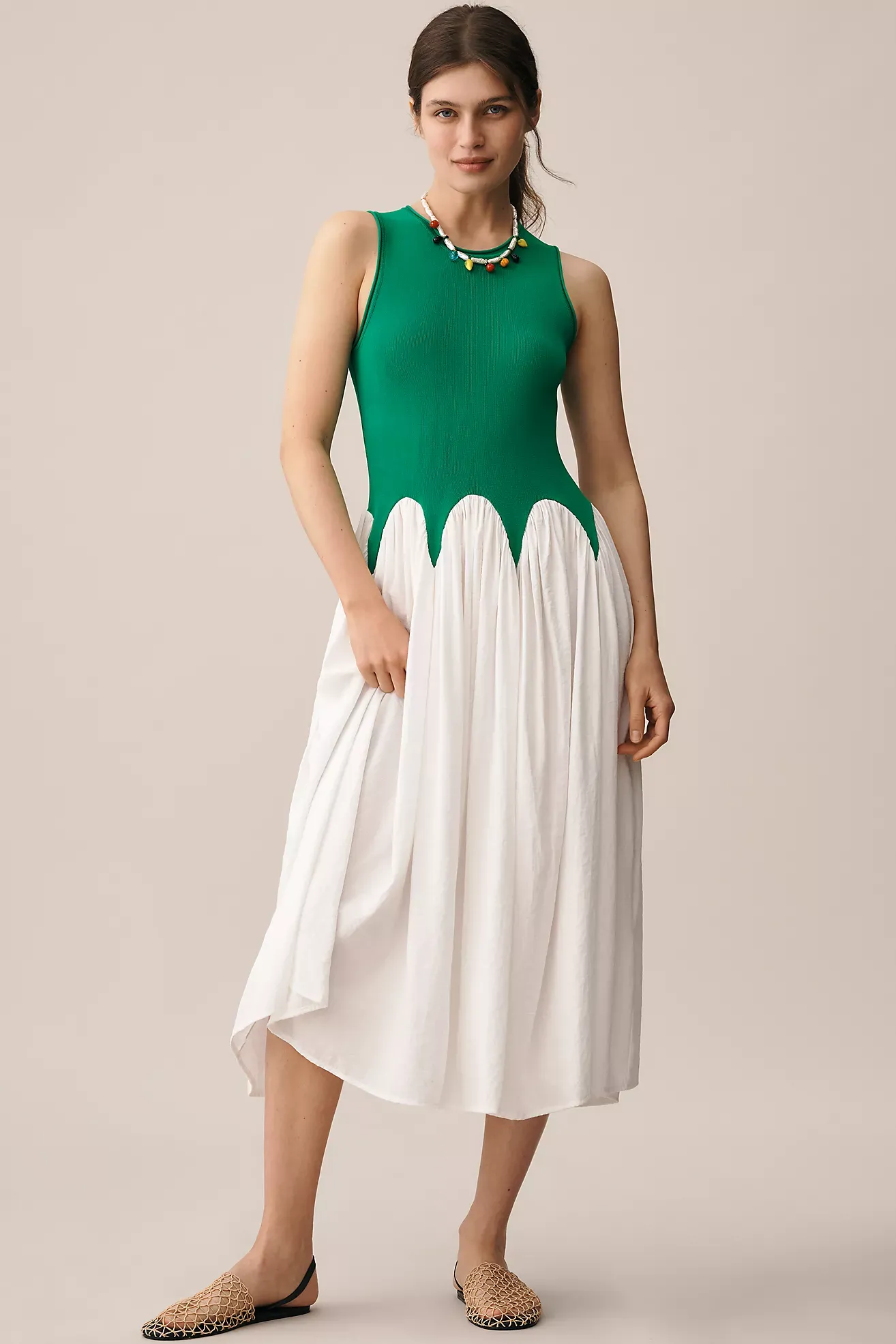 Siempre Michelle Sleeveless Colourblock Midi Dress