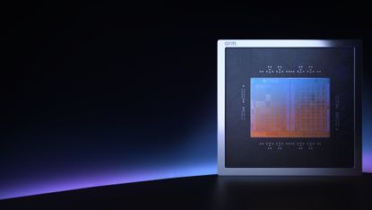 A close up of a computer chip against a blue glowing background