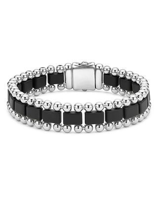 Anthem Stainless Steel Black Ceramic Bead Bracelet for Men - 100% Exclusive