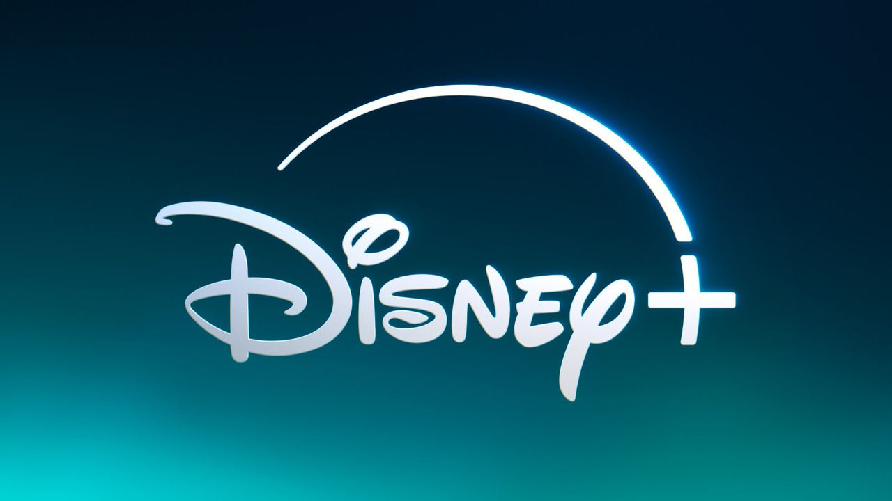 The Disney Plus logo in white against a blue gradient background