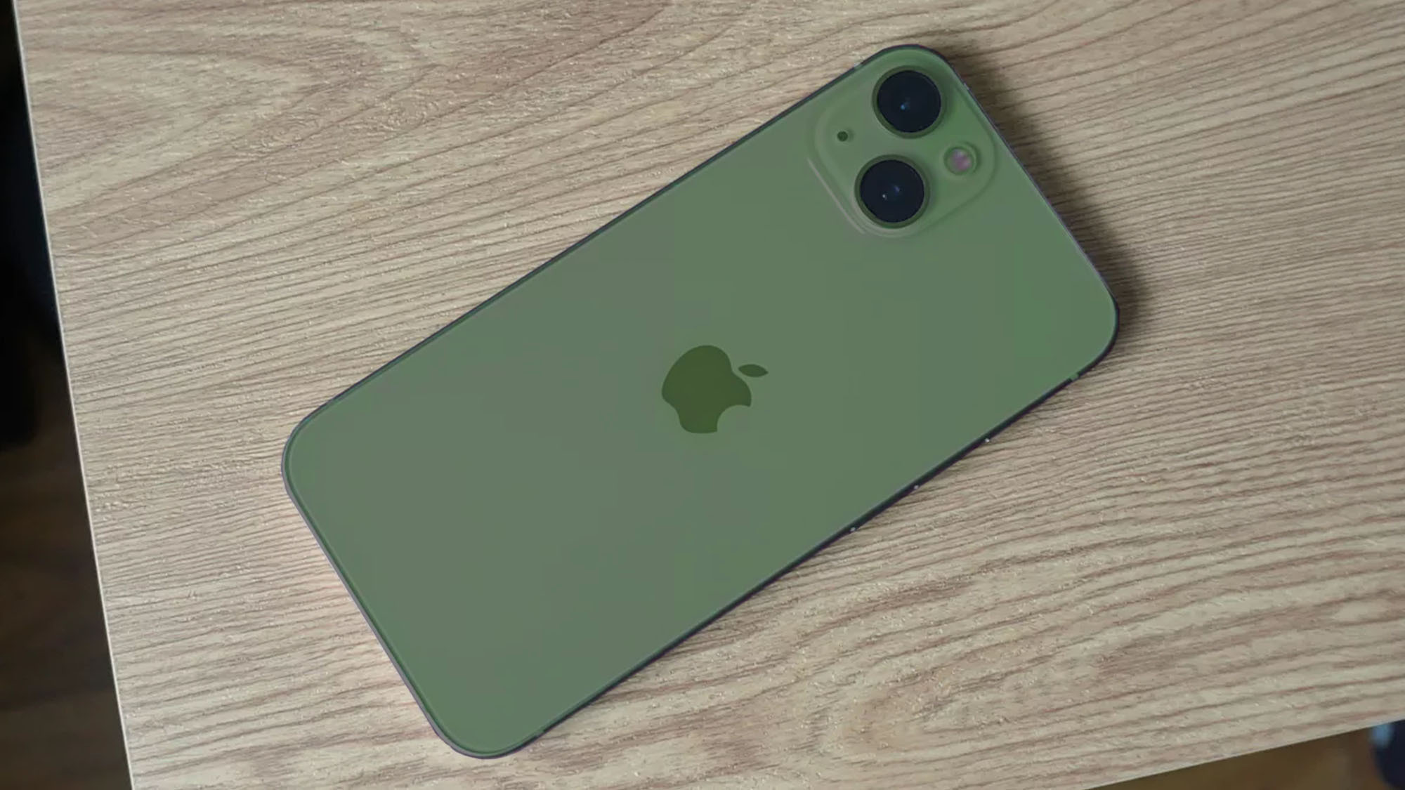 An iPhone 13 photo edited to show a green shade