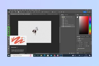 The fourth step to removing a background on Photoshop, tidying up with the eraser tool