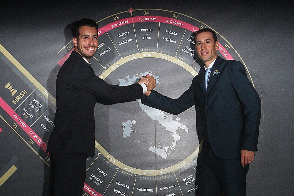 Vincenzo Nibali and Fabio Aru at 2017 Giro d'Italia presentation