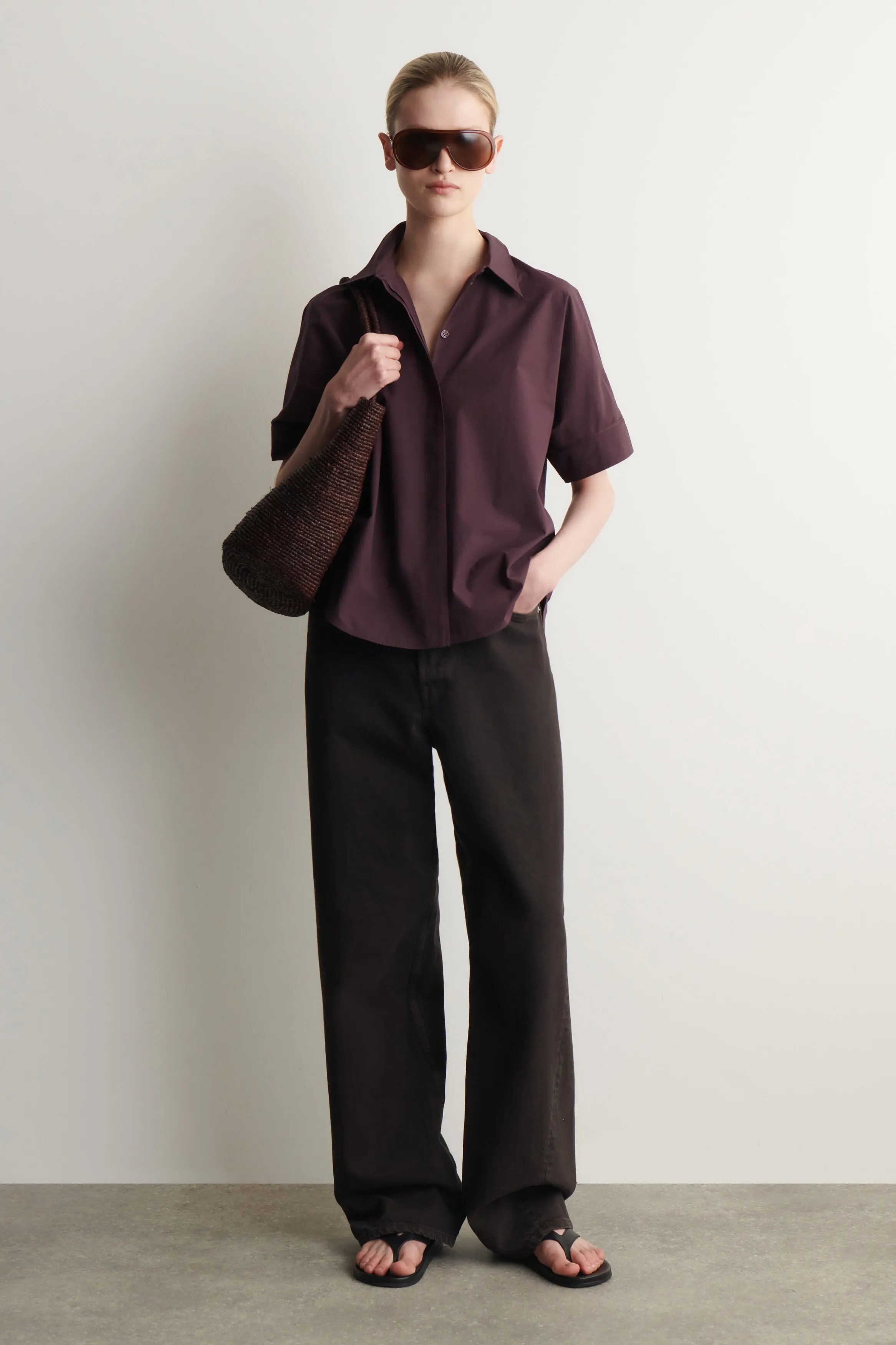 COS, Oversized Short-Sleeved Cotton Shirt