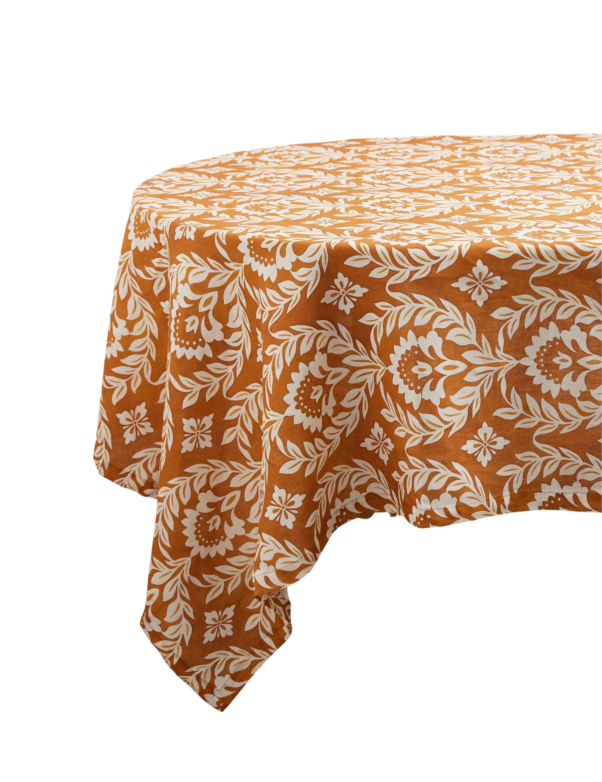 La DoubleJ, Orange Large floral-print linen tablecloth