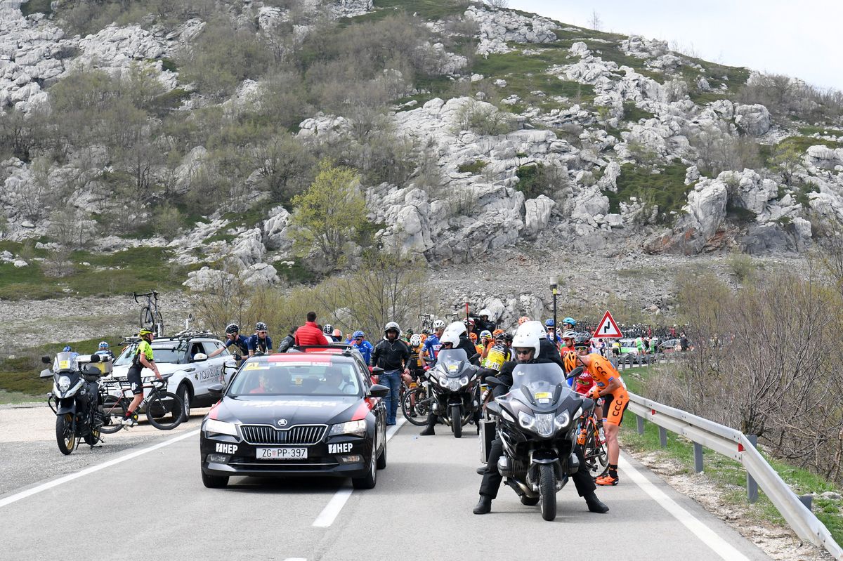 Stage 2 of the Tour of Croatia was stopped temporarily due to wind