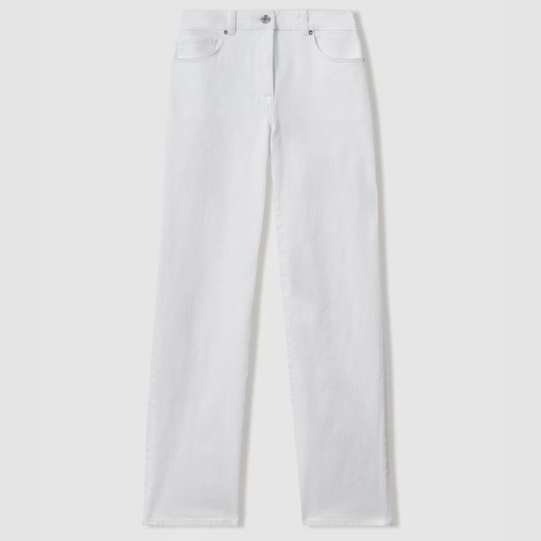 Reiss White Mid-Rise Straight-Leg Jeans