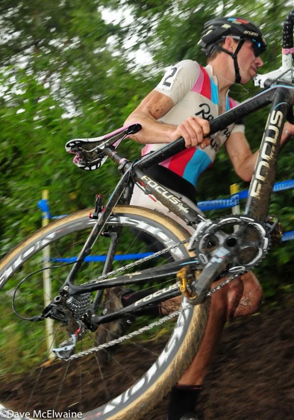 Jeremy Powers (Rapha-Focus) climbing the steep dirt hill