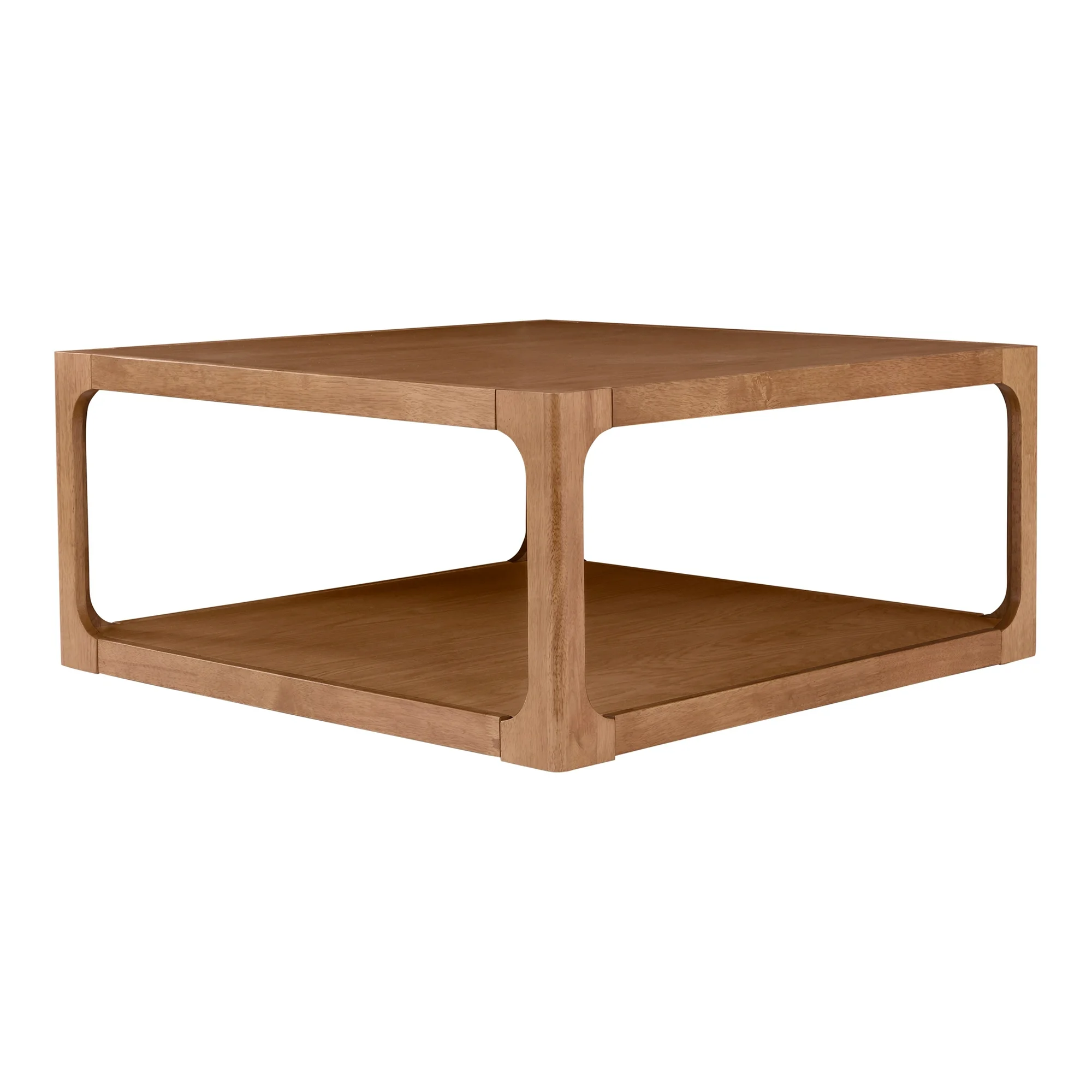 a large wood coffee table