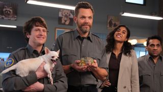 Michael Rowland, Joel McHale, Vella Lovell and Ravi Patel in Animal Control