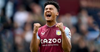 Arsenal target Ollie Watkins of Aston Villa celebrates after the team's victory in the Premier League match between Aston Villa and Newcastle United at Villa Park on April 15, 2023 in Birmingham, England.