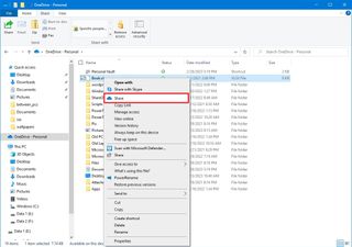 Onedrive Share option in context menu