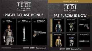 Pre-order details from a reportedly leaked Steam listing for Star Wars Jedi: Survivor