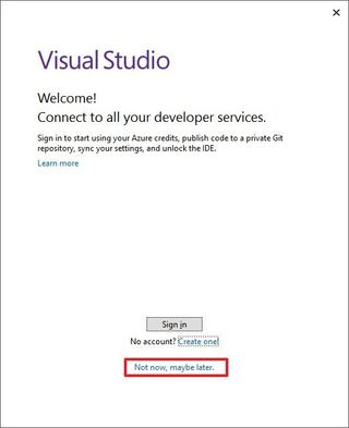 Visual Studio sign in option