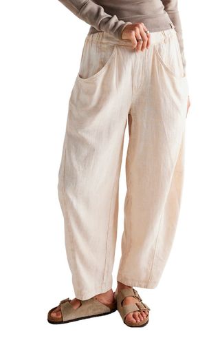 High Road Pull-On Linen Blend Barrel Pants