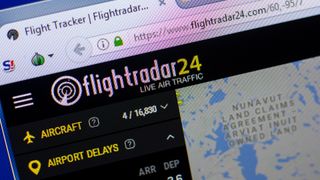 A photograph of the Flightradar24 website home page