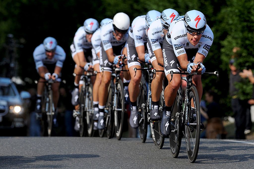 Cycling : 94th Giro Italia 2011/ Stage 1
Team Saxo Bank Sungard (Den)/ Richie PORTE (Aus)/
Venaria Reale - Torino (19,3 Km)/
Team Time Trial / Contre la Montre Equipes / Ploegentijdrit / TTT / Tour of Italie / Tour d'Italie / d'Italia / Ronde van Italie / Etape Rit/(c)Tim De Waele