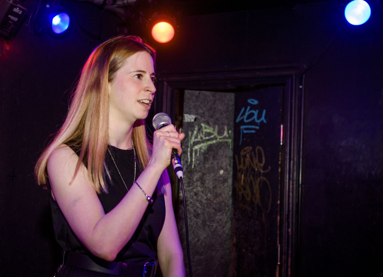 Metal Hammer Editor Eleanor Goodman gives a speech