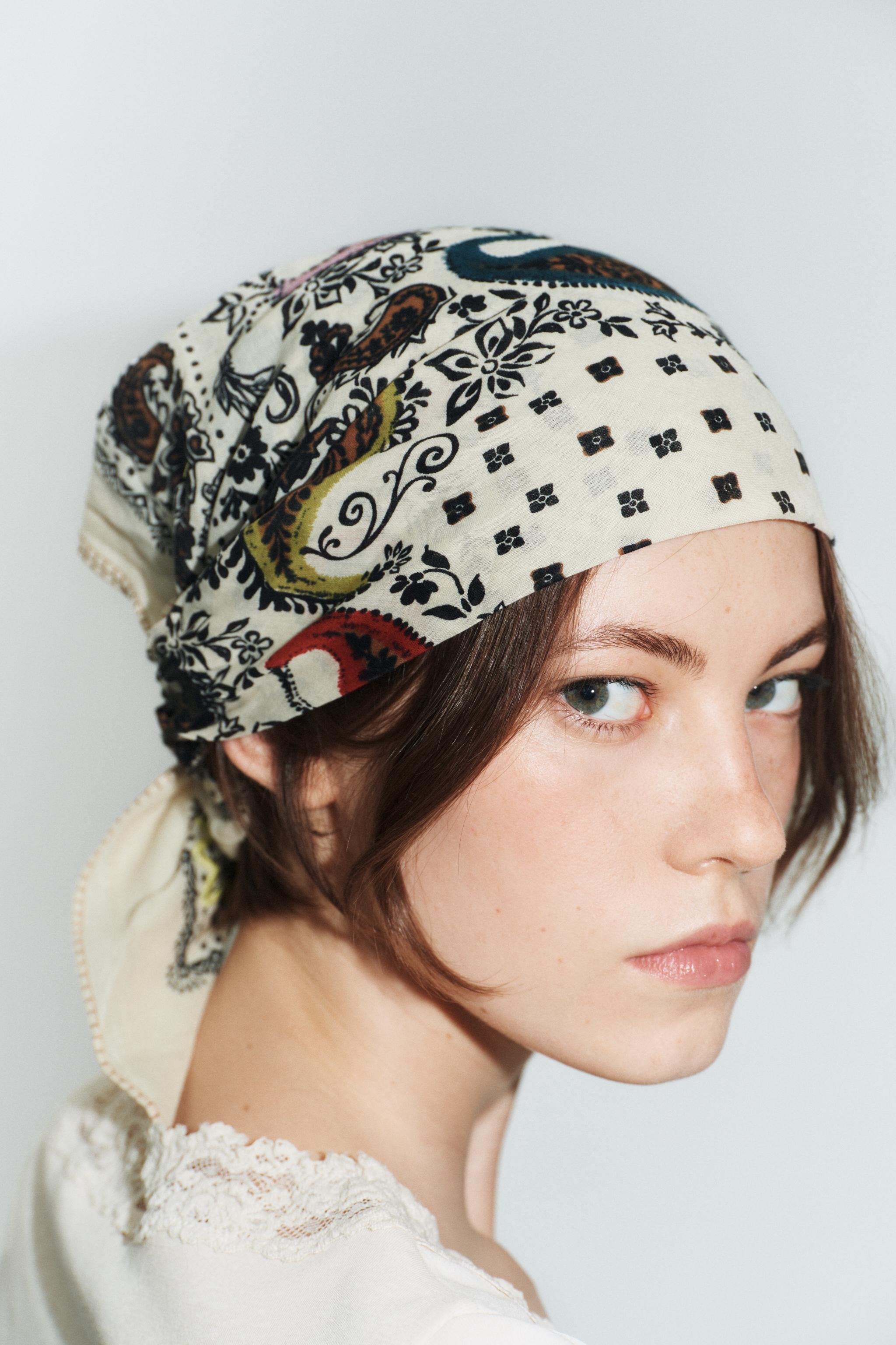 Embroidered Print Bandanna