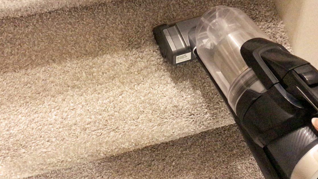 Bissell IconPet Turbo Cordless Stick Vacuum being tested in writer's home