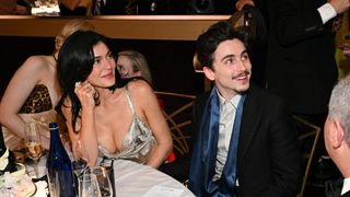 Kylie Jenner and Timothée Chalamet attend the 2025 Golden Globe Awards