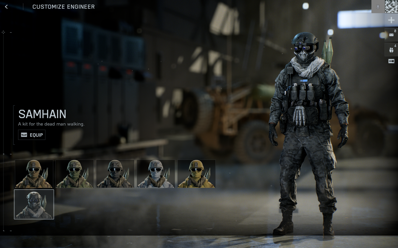 Battlefield 6 Season 1 skins: The Samhain skin in the soldier customisation menu.