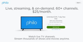 Philo TV home page