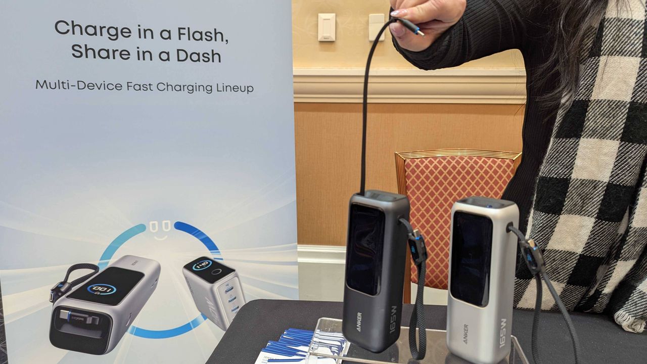 Anker 165W Power Bank retractable cable being shown